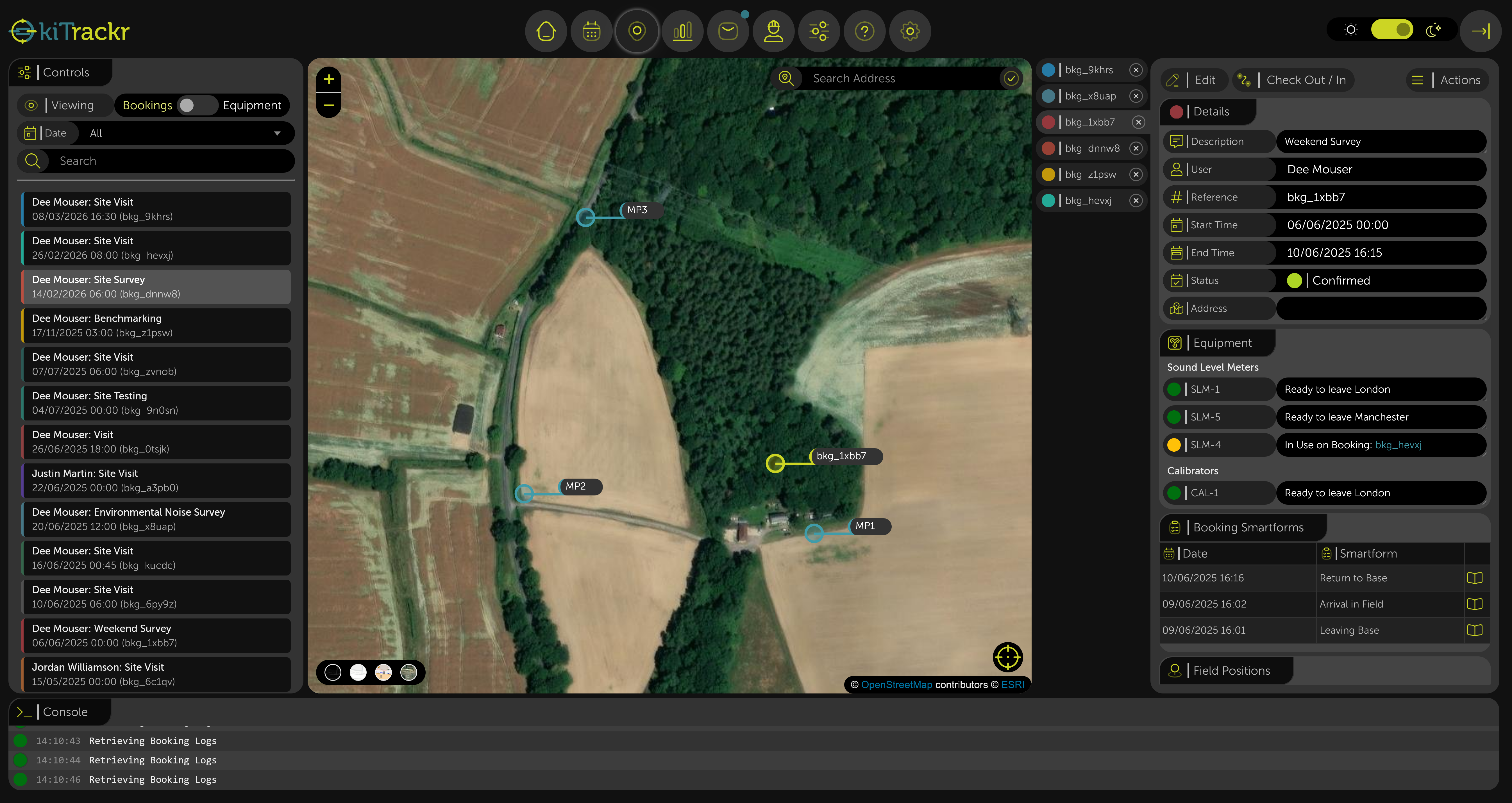 Map-based location tracking in KiTrackr